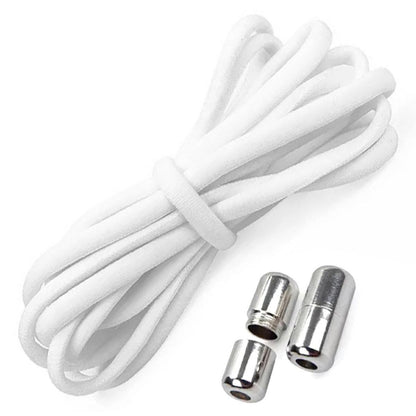 Sireturi elastice SMART pentru incaltaminte cu clema metalica, culoare alba-2