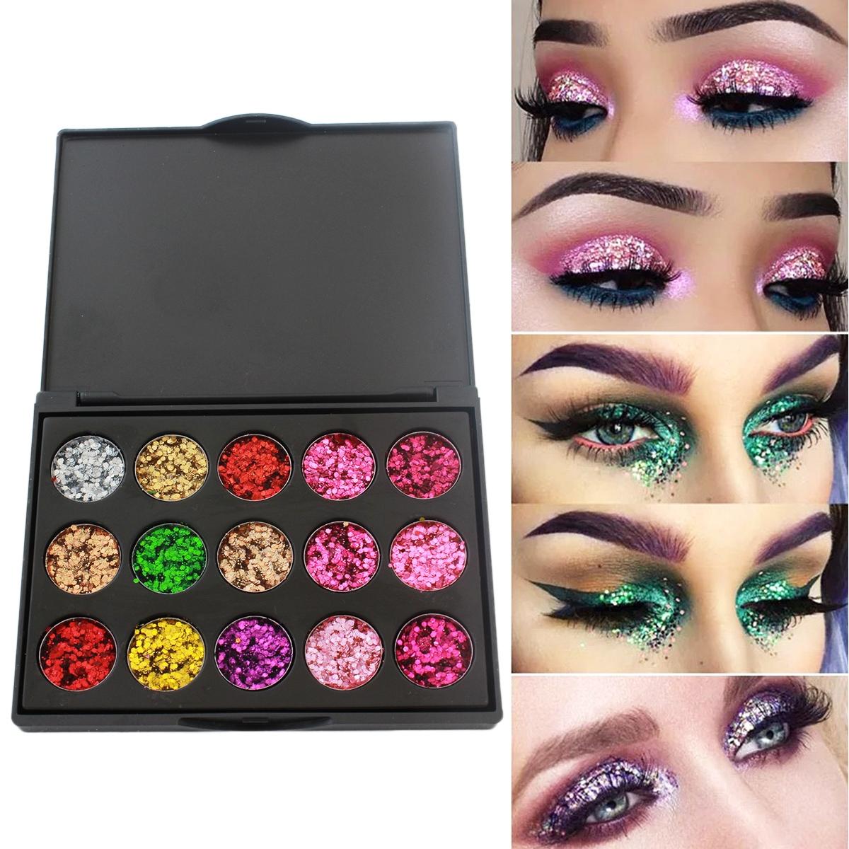 Set machiaj 15 culori stralucitoare cu efect de sclipici pentru ochi/pleoape-1