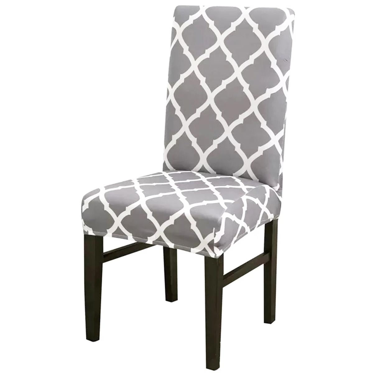 Husa universala pentru scaune clasice, model ROMB, culoare GRI + ALB-1
