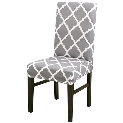 Husa universala pentru scaune clasice, model ROMB, culoare GRI + ALB-1