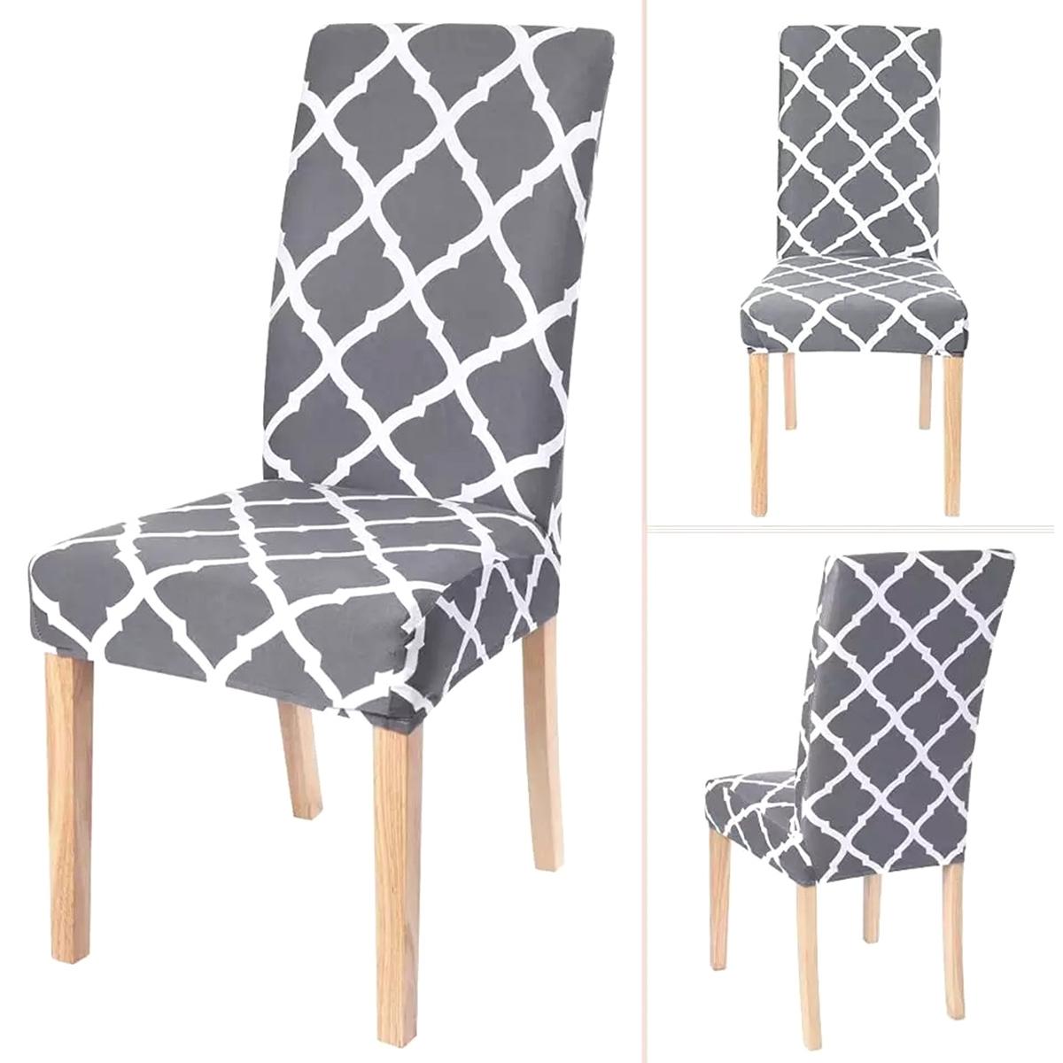 Husa universala pentru scaune clasice, model ROMB, culoare GRI + ALB-2