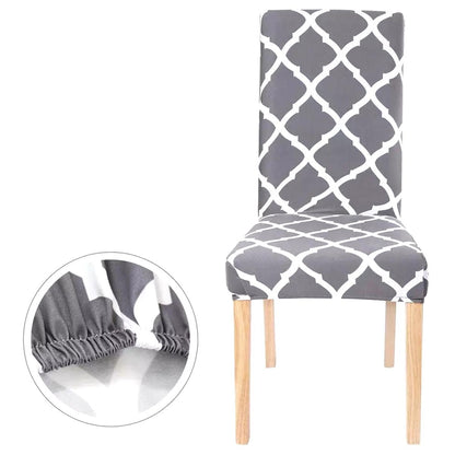 Husa universala pentru scaune clasice, model ROMB, culoare GRI + ALB-3