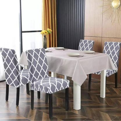 Husa universala pentru scaune clasice, model ROMB, culoare GRI + ALB-4