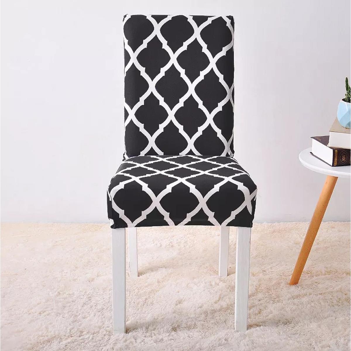 Husa universala pentru scaune clasice, model ROMB, culoare NEGRU + ALB-2