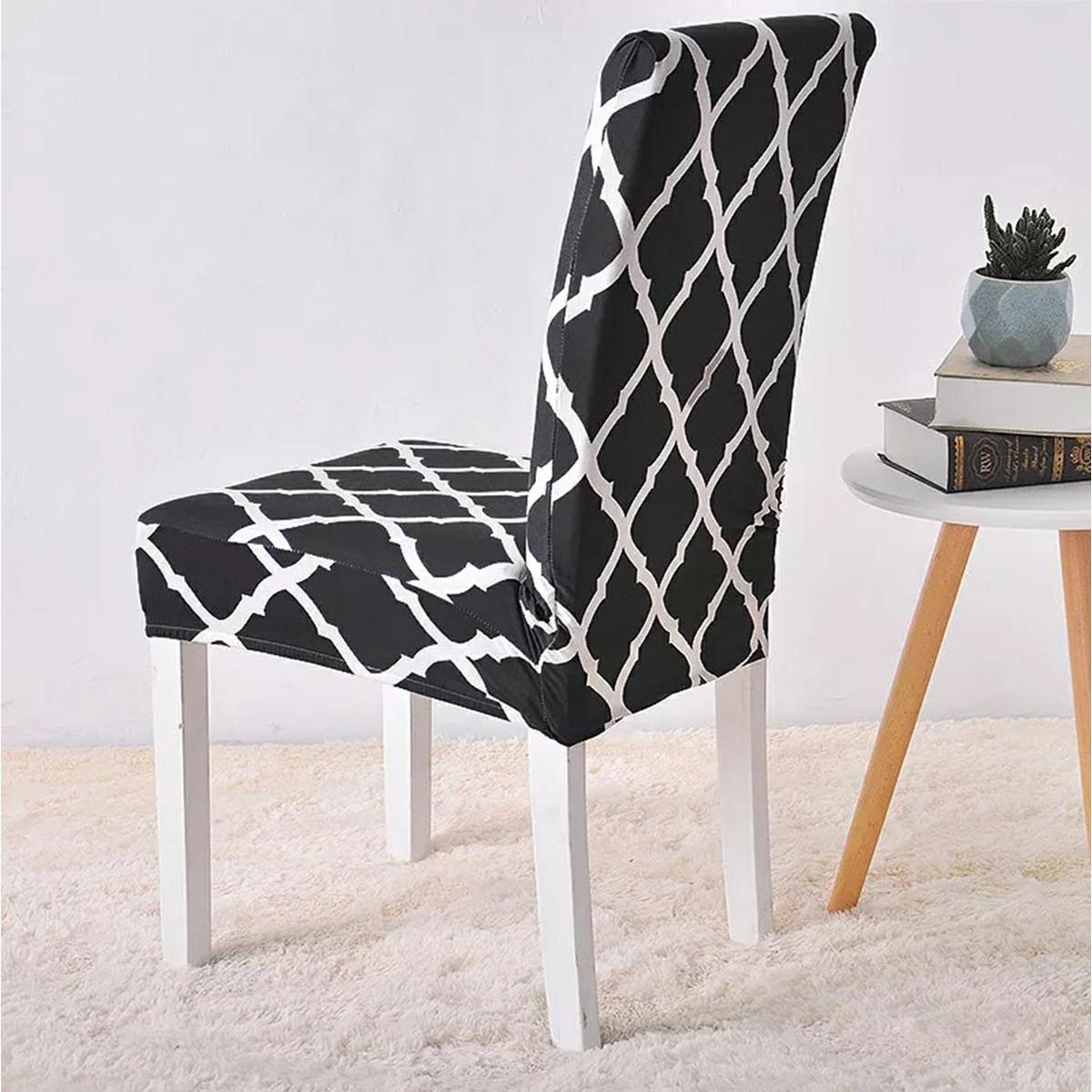 Husa universala pentru scaune clasice, model ROMB, culoare NEGRU + ALB-3