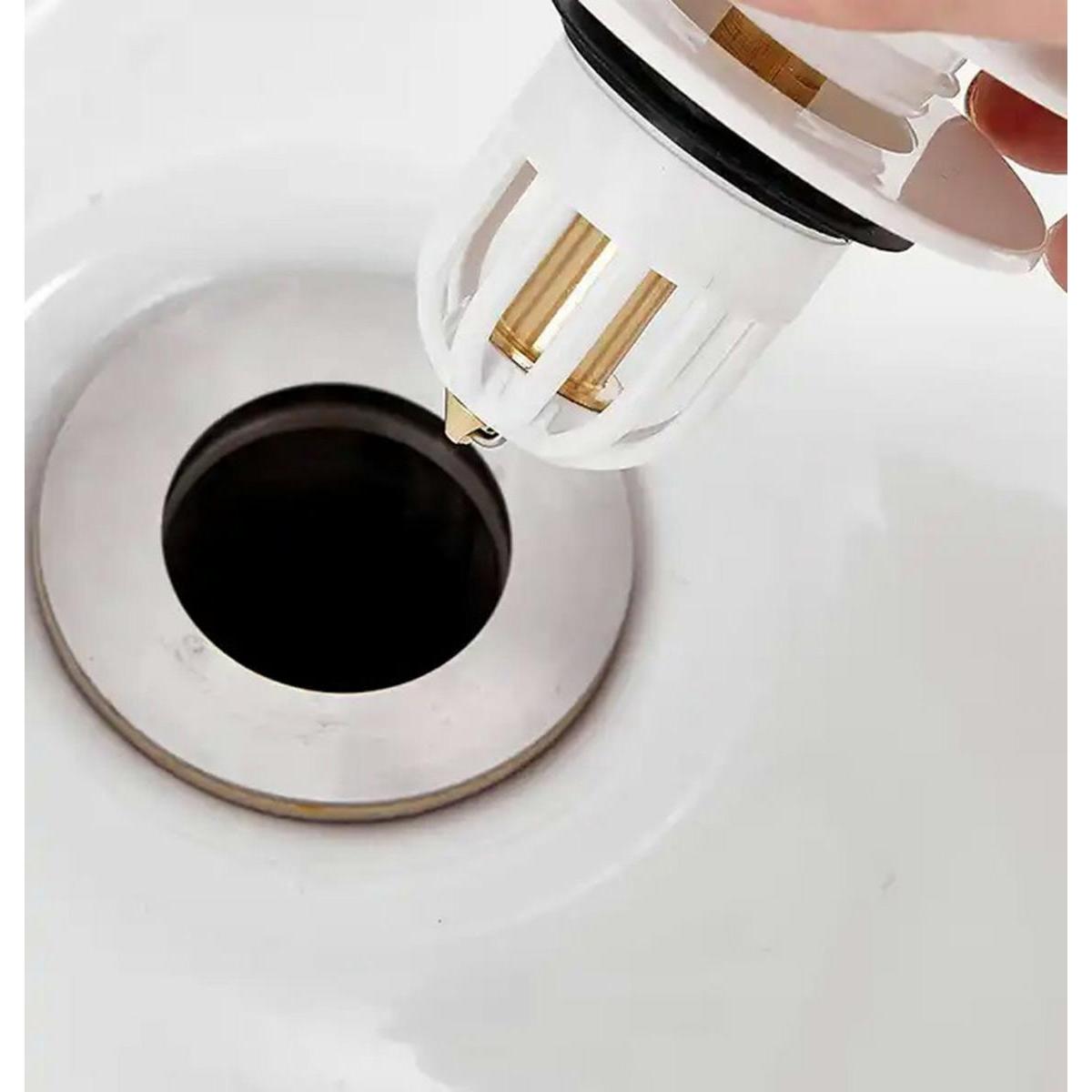 Dop scurgere chiuveta, universal, deschidere cu click, material oțel, diametru exterior 66 mm, culoare Alba-1