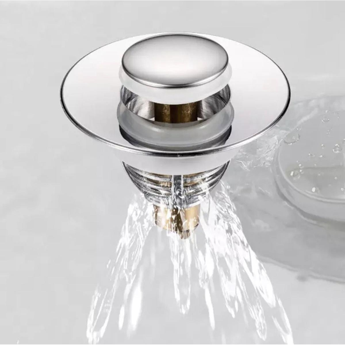 Dop scurgere chiuveta, universal, deschidere cu click, material oțel, diametru exterior 62 mm, culoare Argintiu-3