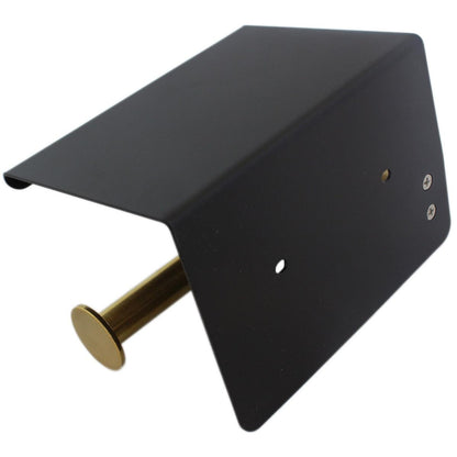 Suport pentru hartie igienica cu raft suplimentar, din otel, culoare neagra cu brat auriu-3