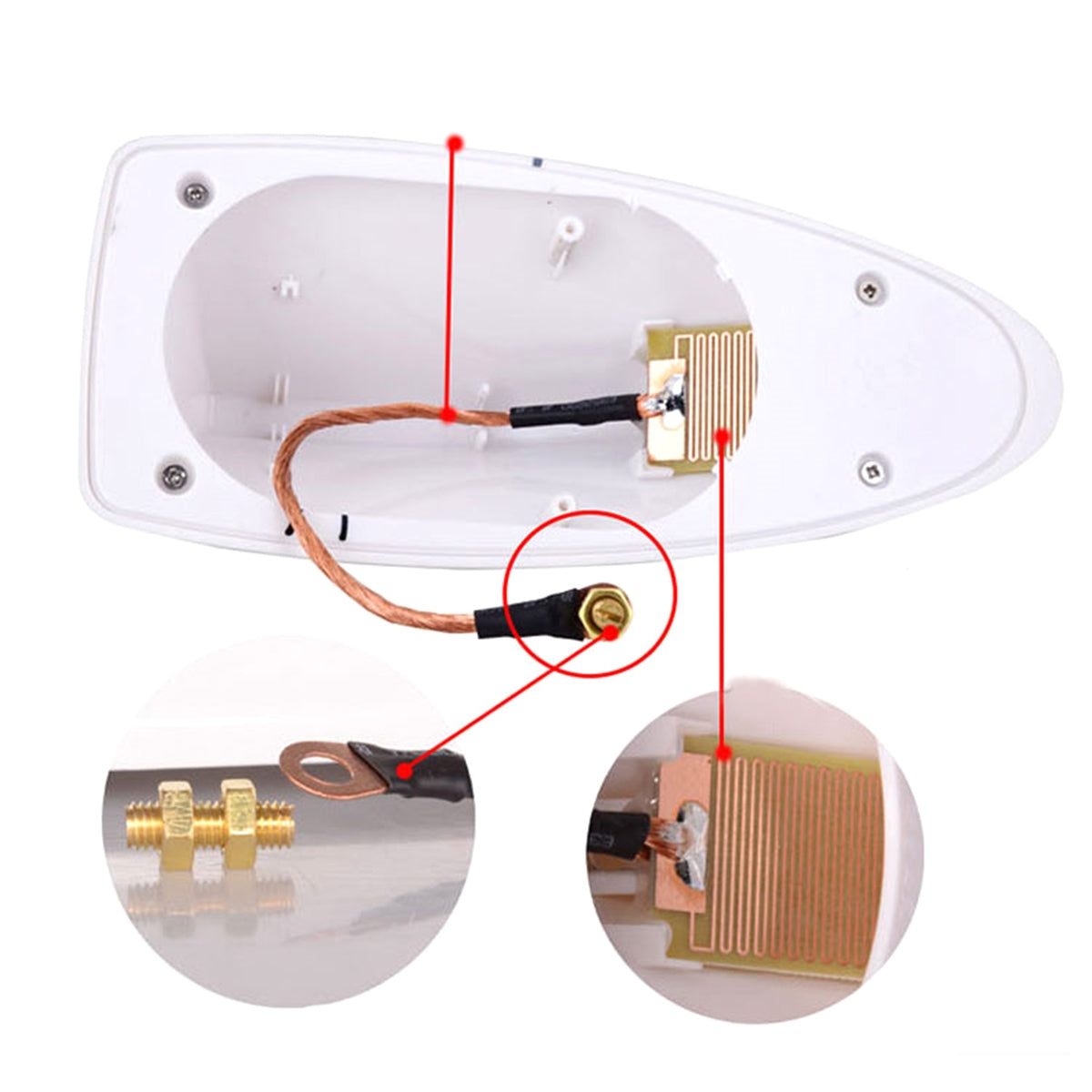 Antena auto activa AM - FM tip "SHARK TAIL" culoare ROSU-2