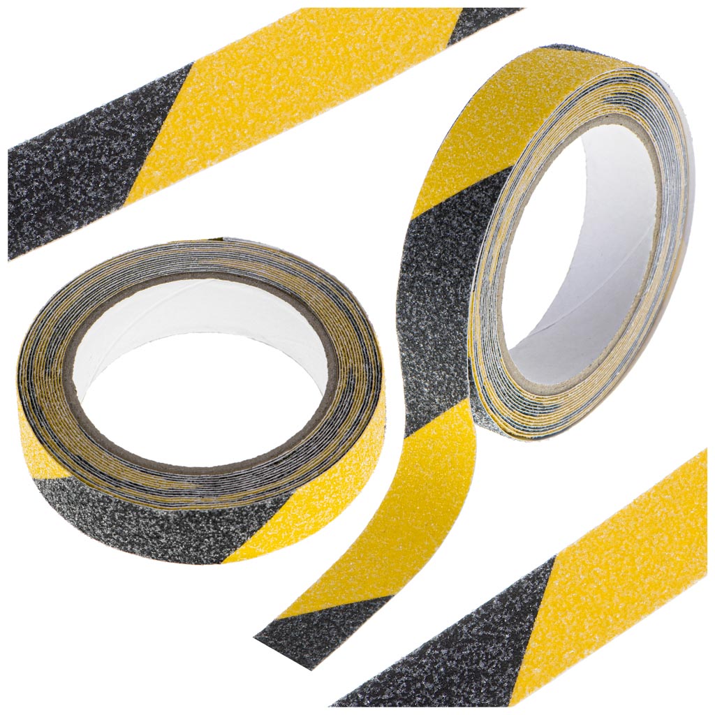 Banda de protectie Anti-Alunecare, autoadeziva, culoare Negru-Galben, dimensiune 5m x 2,5cm-0