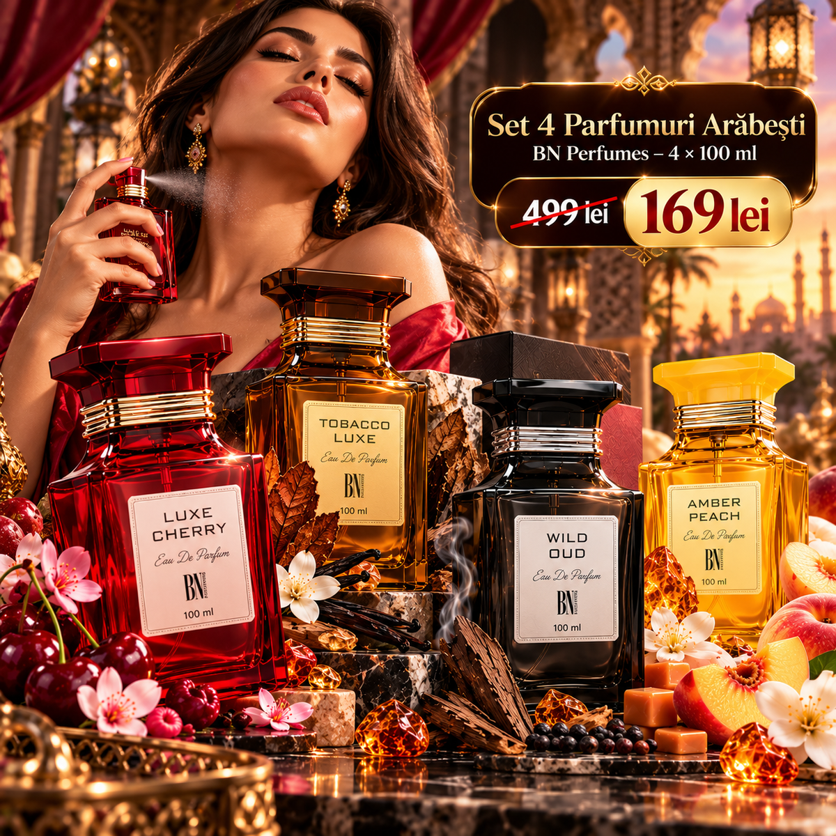 Oferta 2+2 GRATUIT – Set 4 Parfumuri Arăbești BN Perfumes, 4 × 100 ml