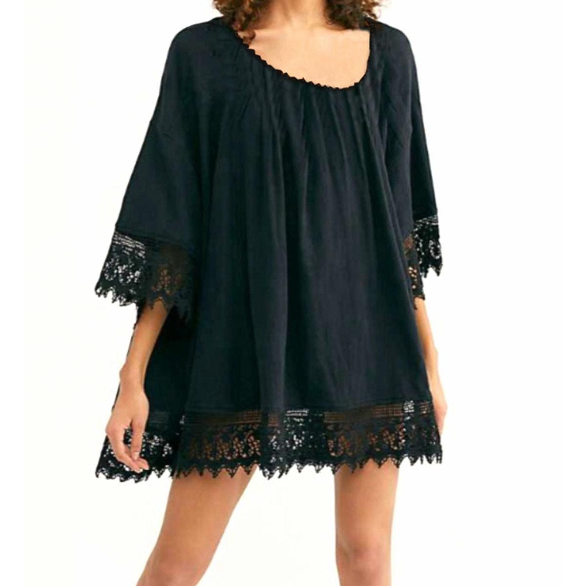 Tunica, Rochie de plaja aerisita, ușoara și delicata, culoare Neagra, dimensiune Universala-0