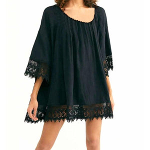 Tunica, Rochie de plaja aerisita, ușoara și delicata, culoare Neagra, dimensiune Universala-0