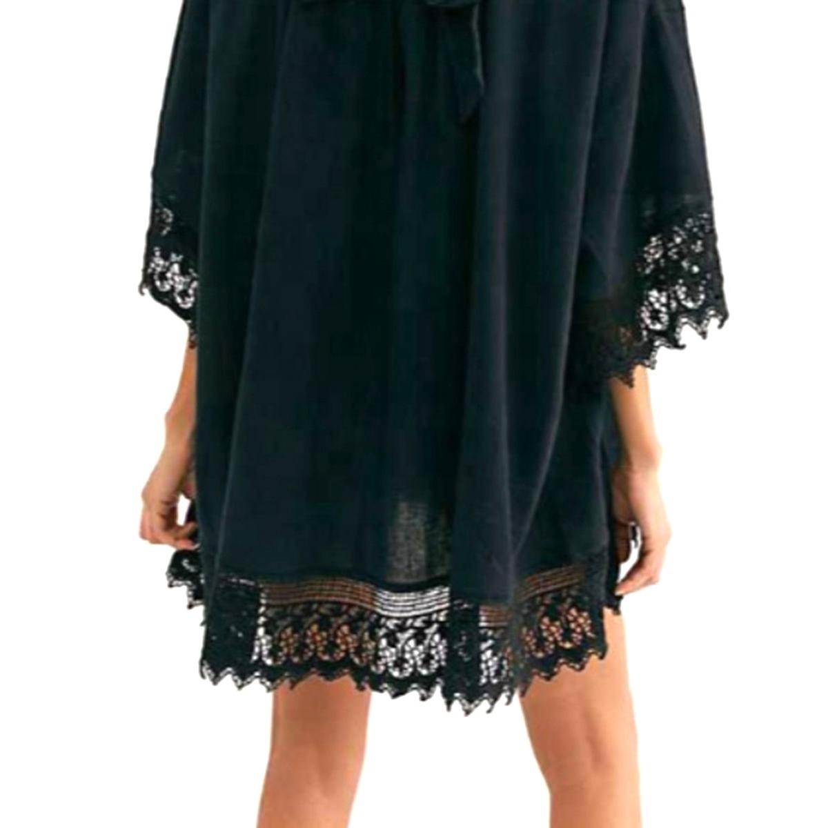 Tunica, Rochie de plaja aerisita, ușoara și delicata, culoare Neagra, dimensiune Universala-1