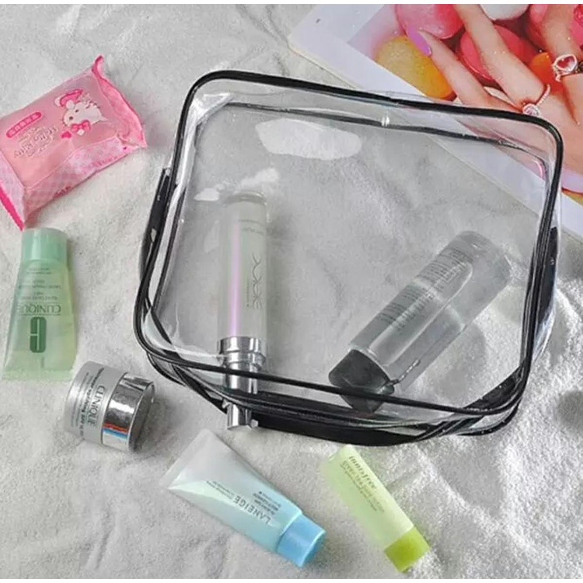 Set 3 organizatoare de cosmetice, transparente, ideale pentru calatorii-2