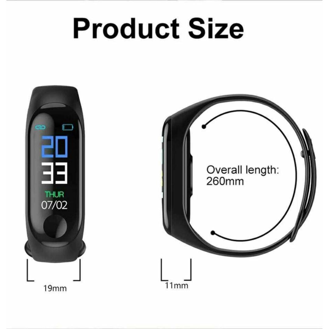 Bratara Fitness-Smart M3, ecran 0.86inch, Masurare Ritm Cardiac, Notificari, Bluetooth, Negru