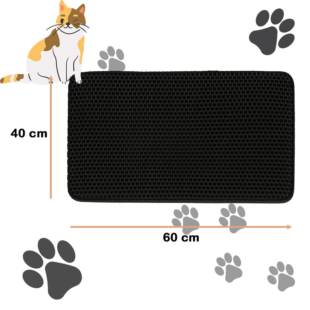 Covoras impermeabil pentru litiera pisici, dimensiune 40 x 60 cm, dublu strat, culoare Neagra-2