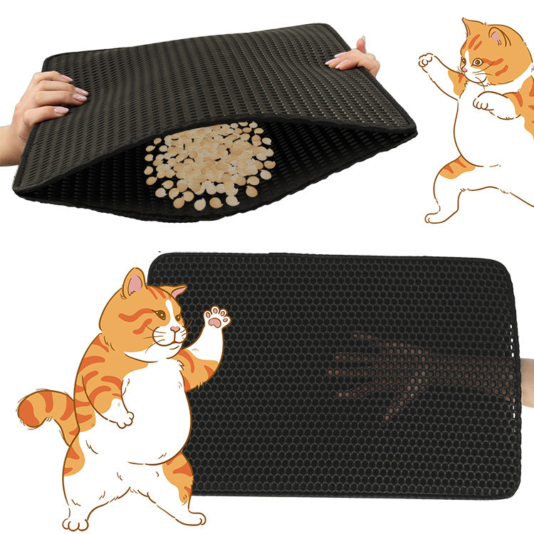 Covoras impermeabil pentru litiera pisici, dimensiune 40 x 60 cm, dublu strat, culoare Neagra-3