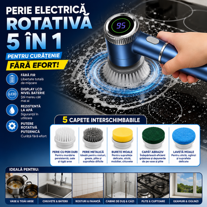 Perie Electrică Rotativă 5 în 1 pentru Curățenie Fără Efort