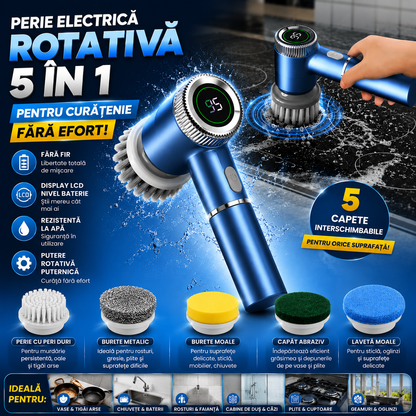 Perie Electrică Rotativă 5 în 1 pentru Curățenie Fără Efort