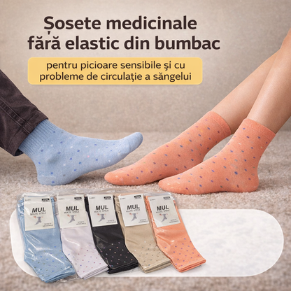 Set 5 Perechi Sosete medicinale fara elastic din 100% bumbac pentru probleme de circulatie a sangelui