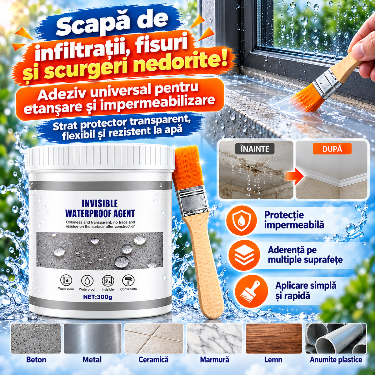 💧 OFERTĂ 1+1 GRATUIT – Adeziv Universal pentru Etanșare și Impermeabilizare, Transparent, 100g