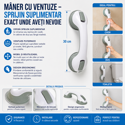 Set Siguranță pentru Baie – Covoraș Antiderapant + Mâner cu Ventuze