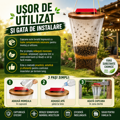 OFERTA 1+1 Capcană pentru Insecte – Soluția Eficientă pentru o Vară Fără Țânțari și Muște