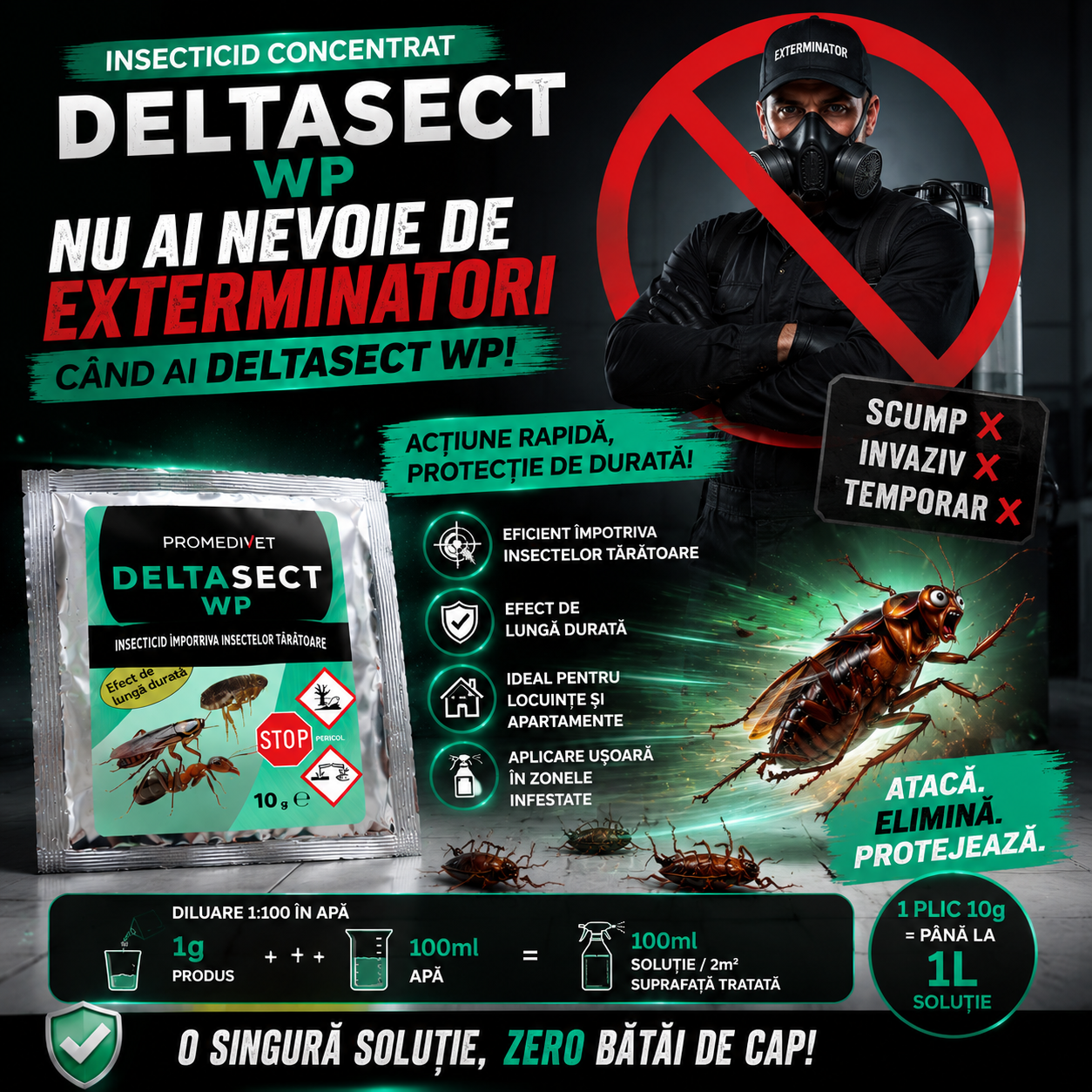 Insecticid DeltaSECT WP – Plic Concentrat 10g (pentru 1L soluție)