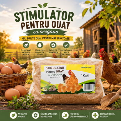 OFERTA 1+1 (2KG) Stimulator pentru ouat cu oregano | Supliment natural pentru păsări
