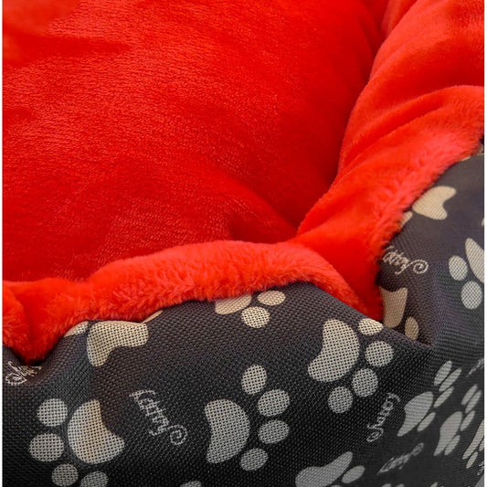Culcus moale cu perna, pentru caine/pisica, culoare roz, impermeabil, baza antiderapanta, 50 cm-1