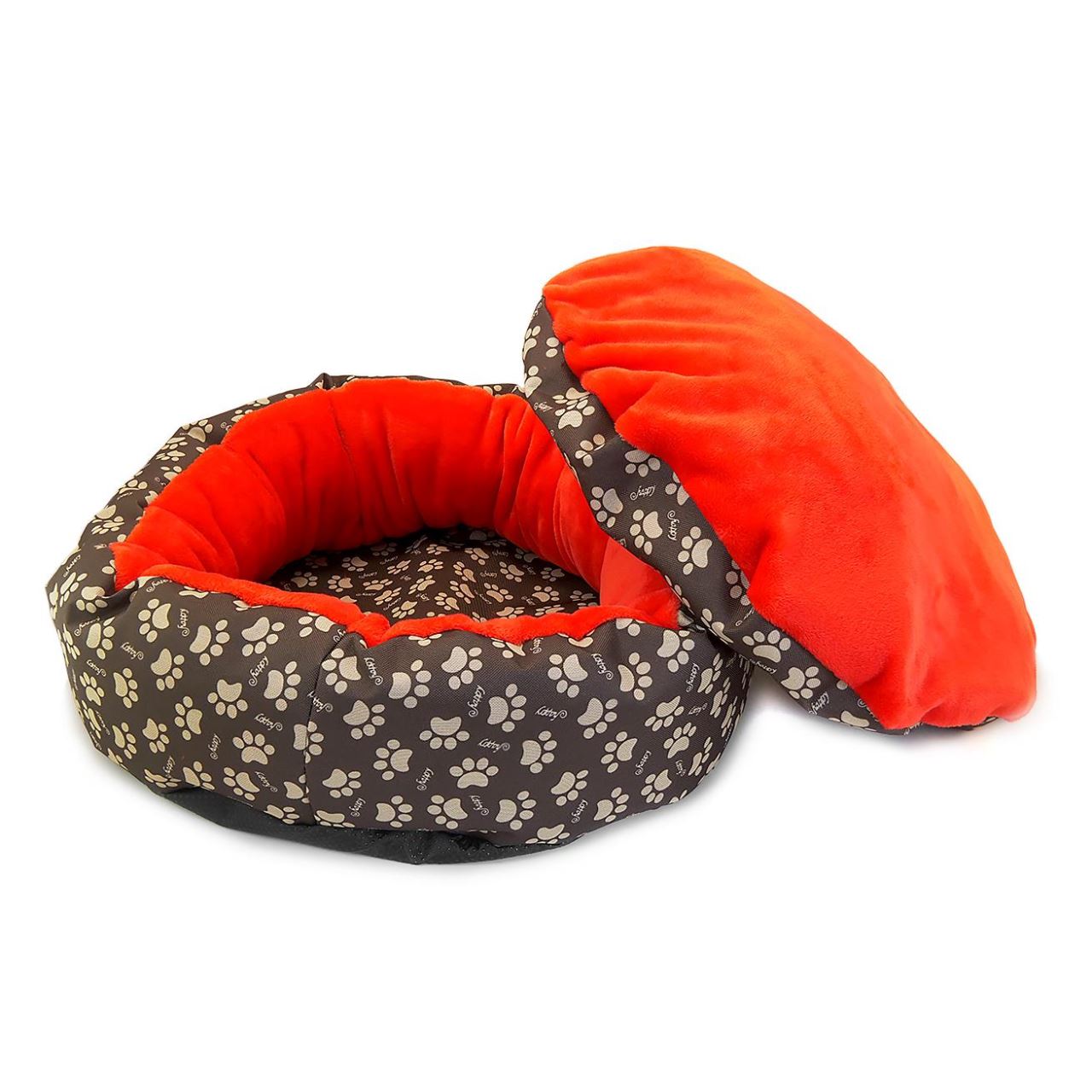 Culcus moale cu perna, pentru caine/pisica, culoare roz, impermeabil, baza antiderapanta, 50 cm-3