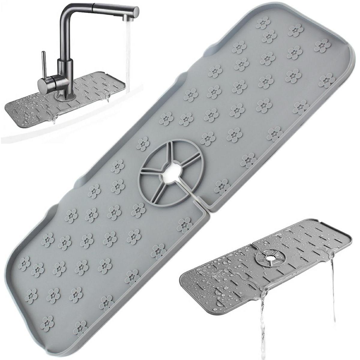 Covoras din silicon anti-picurator pentru lavoare, dimensiune 36,5 x 14 cm, culoare Gri-2