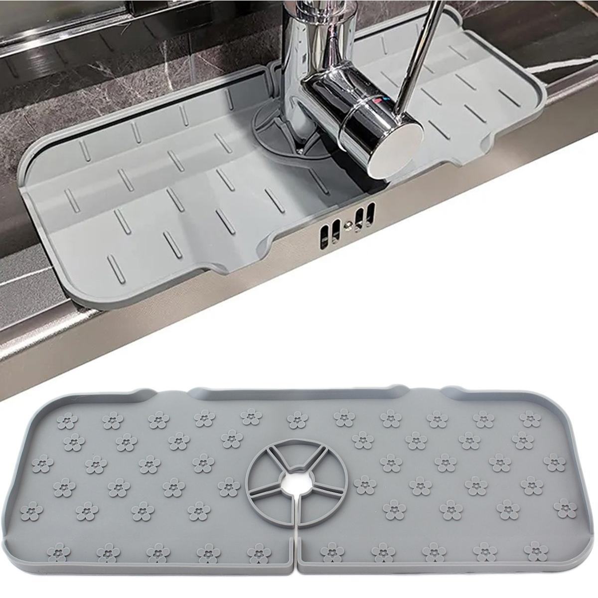 Covoras din silicon anti-picurator pentru lavoare, dimensiune 36,5 x 14 cm, culoare Gri-1