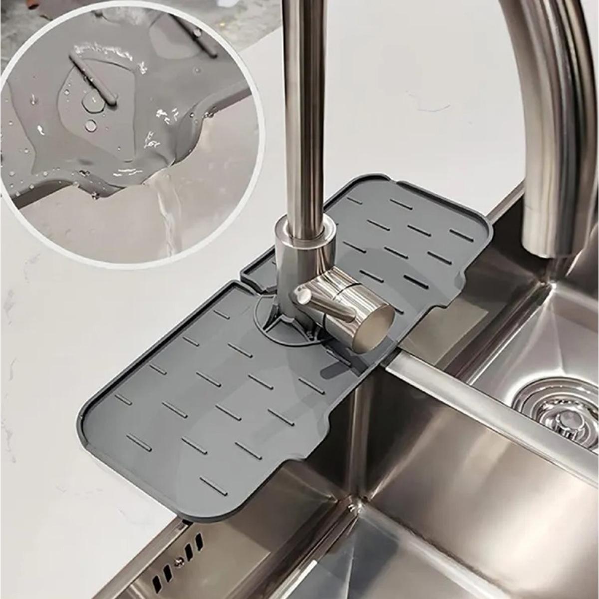 Covoras din silicon anti-picurator pentru lavoare, dimensiune 36,5 x 14 cm, culoare Gri-0