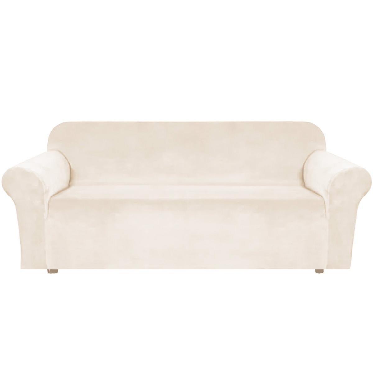 Husa universala pentru canapea standard cu 3 locuri, imitatie catifea, culoare BEJ-3