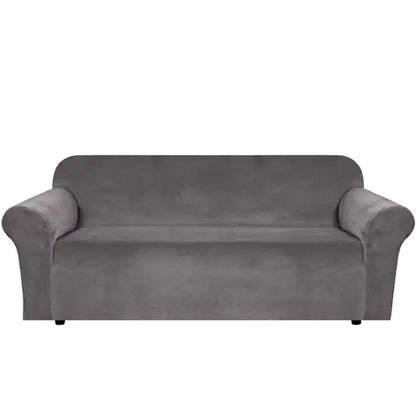 Husa universala pentru canapea standard cu 3 locuri, imitatie catifea, culoare GRI-3