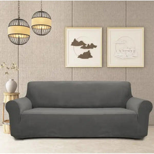 Husa universala pentru canapea standard cu 3 locuri, imitatie catifea, culoare GRI-0