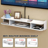 Raft cu 2 niveluri, suport de perete fără perforare, pentru router, TV Box, mini PC, DVD player 04