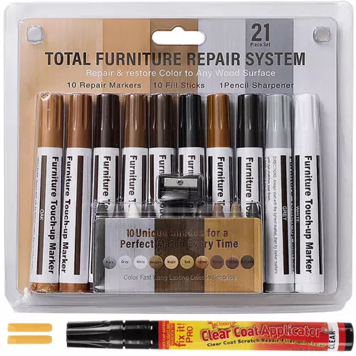 Set de Reparații Mobilier - 11 Markere - Kit pentru Repararea Mobilierului și Panourilor