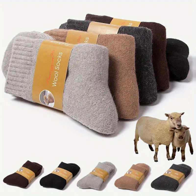 Set 4 Perechi Șosete Groase din Lână pentru Toamnă și Iarnă – Șosete Casual până la Gambă, Unisex (Mărimi 35-38 și 39-42)