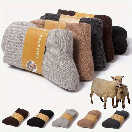 Set 4 Perechi Șosete Groase din Lână pentru Toamnă și Iarnă – Șosete Casual până la Gambă, Unisex (Mărimi 35-38 și 39-42)