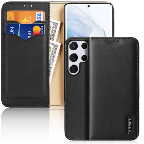 Husă Flip Dux Ducis Hivo din piele pentru Samsung S22 Ultra - neagră