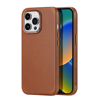 Husa Dux Ducis Naples pentru iPhone 14 Pro - Culoare Maro, Piele Magnetică cu MagSafe