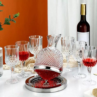 Decantor de Vin Rotativ de Lux - Set Elegant pentru Iubitorii de Vin