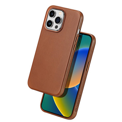 Husa Dux Ducis Naples pentru iPhone 14 Pro - Culoare Maro, Piele Magnetică cu MagSafe