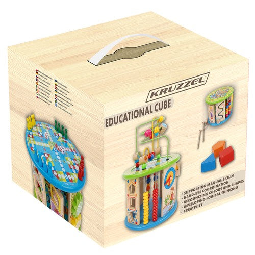 Cub educațional din lemn pentru copii - Jucărie multifuncțională 11 în 1