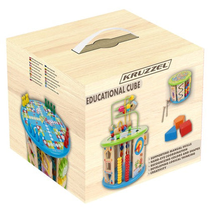 Cub educațional din lemn pentru copii - Jucărie multifuncțională 11 în 1