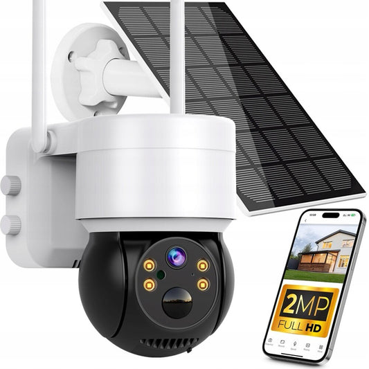 Camera de Supraveghere Solară Jortan, WIFI, Outdoor/Indoor, 1080P Full HD - Siguranță Continuă cu Viziune Nocturnă Color și Alarmă Inteligentă