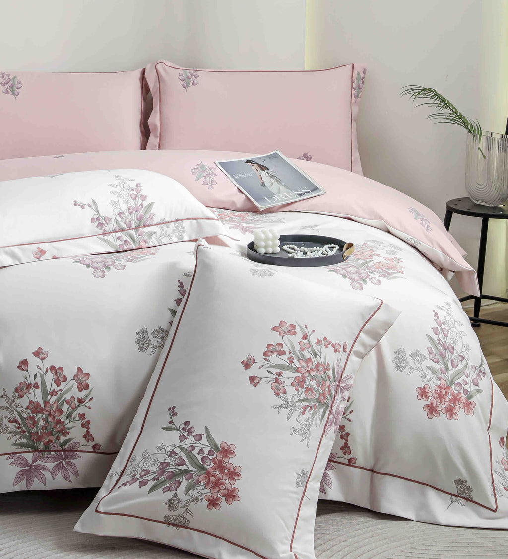 Lenjerie De Lux în Cutie Cadou - Bumbac Finet, 6 Piese, Cearceaf cu Elastic, Model 5